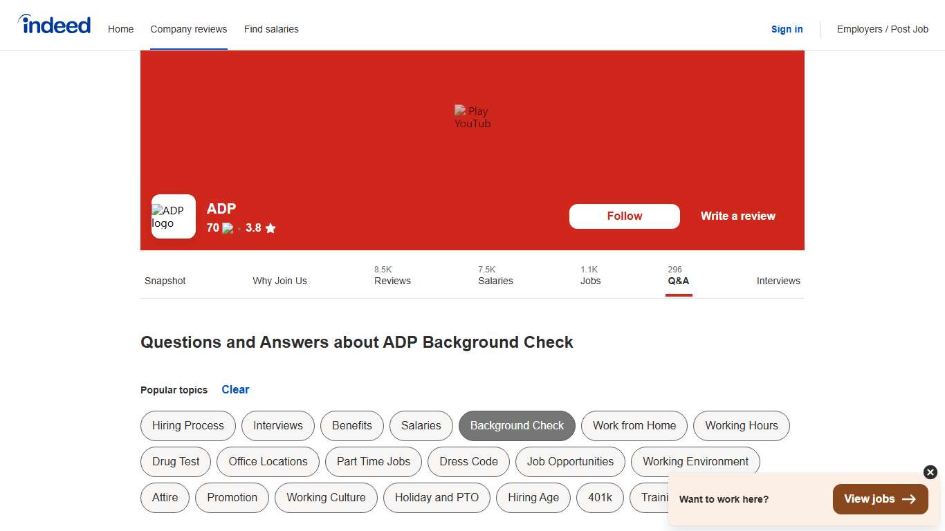 Questions and Answers about ADP Background Check Indeed.com