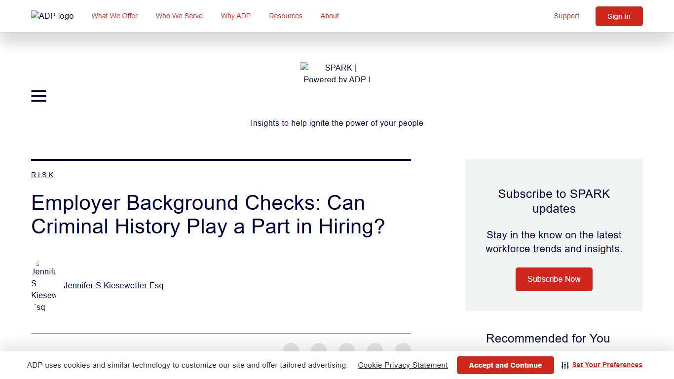 Employer Background Checks: Can Criminal History Play a Part in Hiring? SPARK Blog ADP